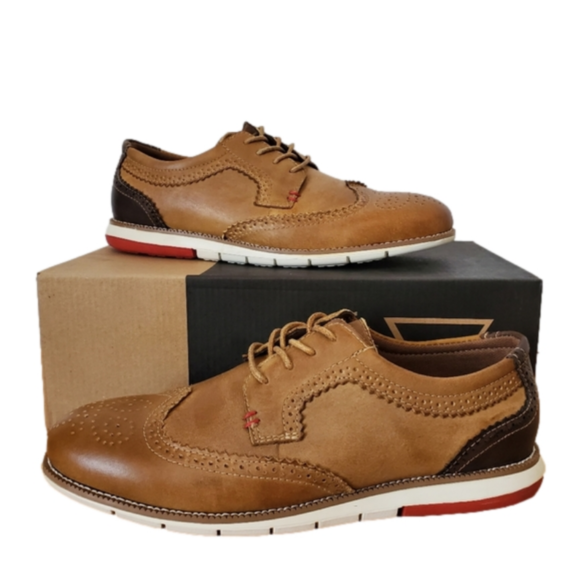 Leather Wingtip Oxford in Tan/Brown - Picture 2 of 13